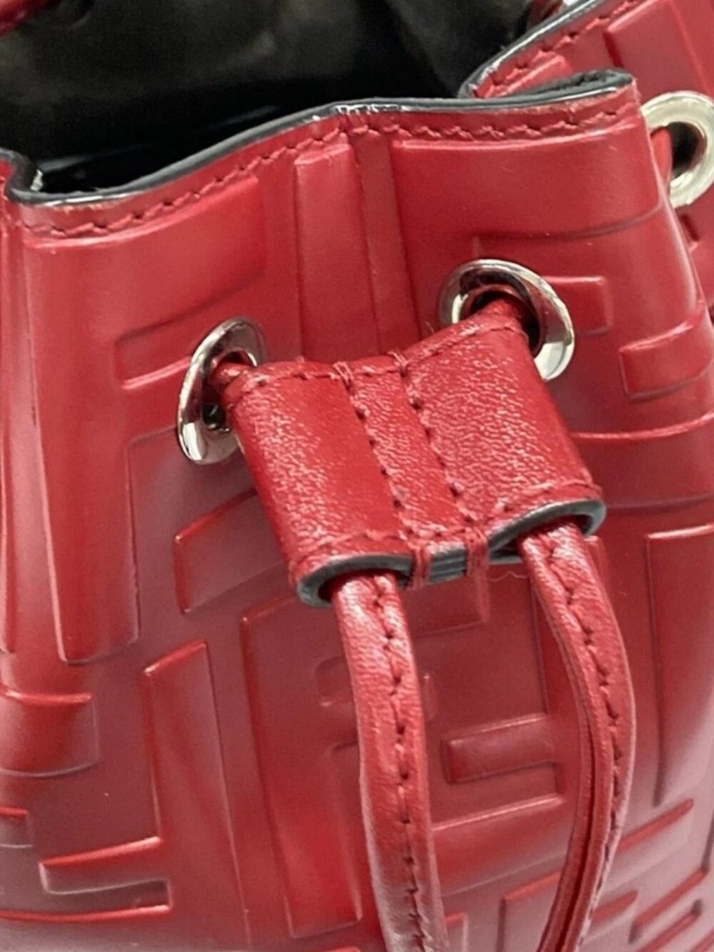 FENDI Mini Montresor, Zucca pattern 8BS010 Red Leather Handbag - Picture 8 of 15